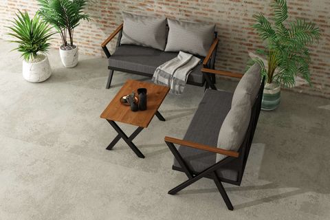WOODESK BEGONVİL İKİLİ BAHÇE TAKIMI, GRİ, CPT5528-130