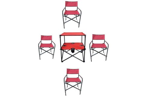 MET35 KATLANIR MASA 4 ADET KATLANIR SEDİR SANDALYE, KIRMIZI