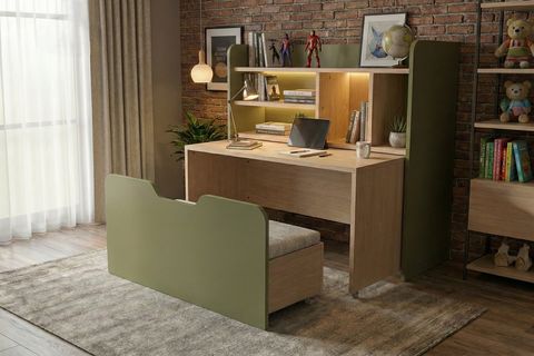 OLİV ÇALIŞMA MASASI, AÇILIR PUFLU