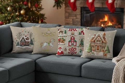 YILBAŞI TEMALI DÖRTLÜ KIRLENT KILIFI, BEJ, 1042