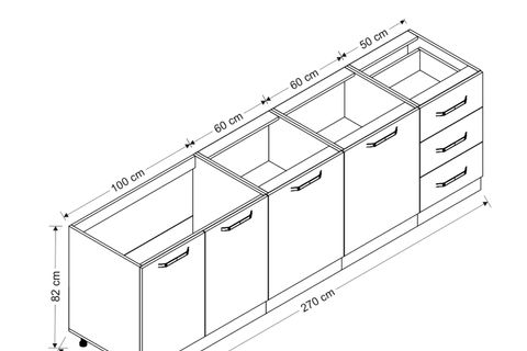 MİNAR 270 CM MUTFAK DOLABI BEYAZ DORE 270-D2-ALT MODÜL