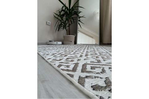 BONİTO DOKUMA KAYMAZ TABANLI KİLİM, BEYAZ, 100X300