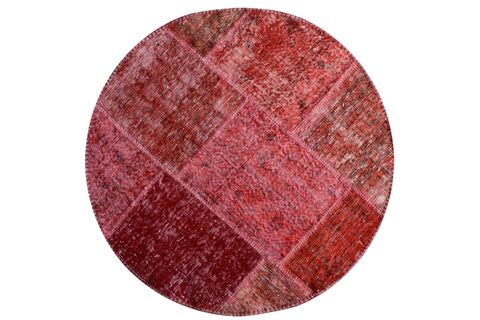 HALISTORES PATCHWORK YUVARLAK HALI CROSS KIRMIZI 140X140