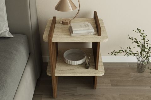 OLLA 2 RAFLI DEKORATİF MERMER DESEN KOMİDİN YAN SEHPA