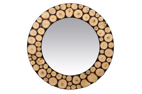 DFN WOOD DOĞAL AHŞAP YUVARLAK AYNA, 90X90