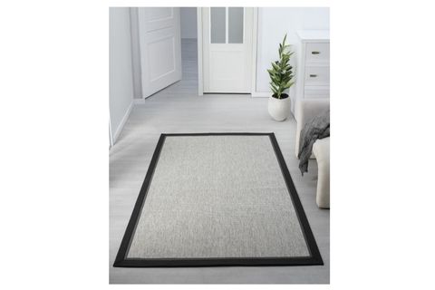 ÇİFT BORDÜRLÜ HASIR DOKULU SİSAL SALON MAKİNE HALISI, GRİ, 80X300, 664, ANTRASİT SİYAH