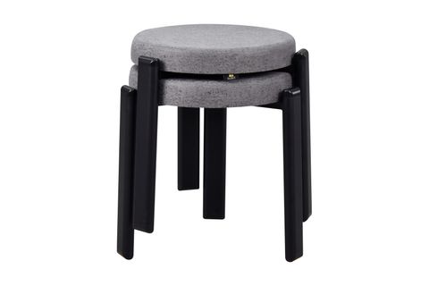 TERAS SİYAH METAL AYAK İSTİFLENEBİLİR TABURE, 2 ADET, GRİ