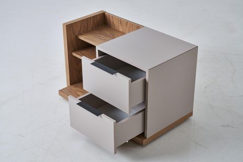 RENATA MODERN AÇIK RAFLI KOMODİN, MEŞE, VİZON GRİ