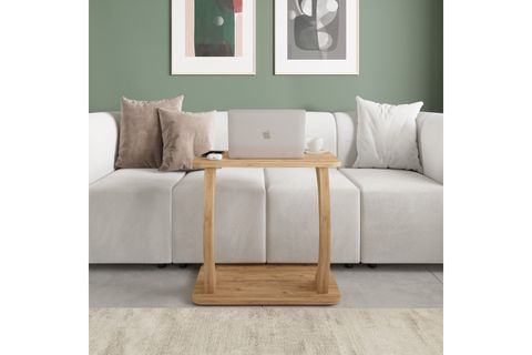 HULK TEKERLEKLİ GENİŞ YAN SEHPA, ÇAM