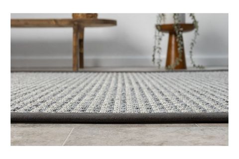 BORDÜRLÜ HASIR DOKULU SİSAL MAKİNE HALISI, GRİ, 100X450