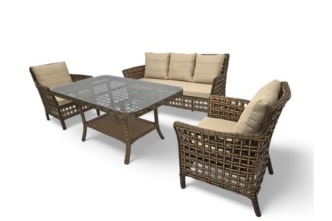 PAVİA RATTAN ÜÇLÜ BAHÇE MOBİLYASI, KAHVERENGİ