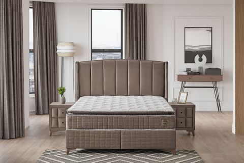 LİMA BAZA BAŞLIK YATAK SETİ, KAHVE, 160X200
