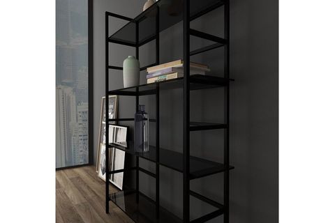 ASH KİTAPLIK METAL FÜME CAM TABLA