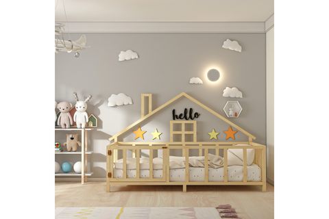 GİVAYO WOOD'S HAUSE  MONTESSORİ KARYOLA, ÇAM KAPILI, 100X200