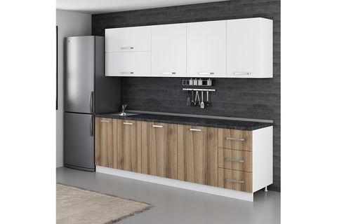 MİNAR CEMRE 255 CM MUTFAK DOLABI BEYAZ DORE 255-D2