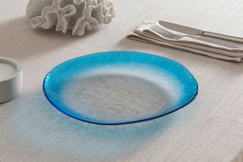 KİTCHEN ESSENTİALS ALTHEA CAM SERVİS TABAĞI 28 CM, MAVİ, ALTILI SET
