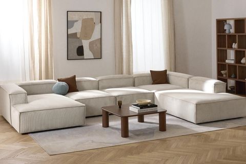 FRİD 5 MODÜL KÖŞE KOLTUK XL, FİTİLLİ KIRIK BEYAZ, SAĞ KÖŞE