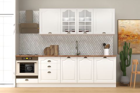 GREENA WHİTE TEZGAHLI MDF HAZIR MUTFAK DOLABI, 270 CM
