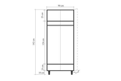 STİL 2 KAPAKLI GARDIROP, SONOMO 978