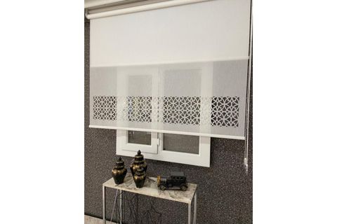 ÇİFT MEKANİZMALI LAZER KESİM TÜL VE STOR PERDE, KIRIK BEYAZ, 250X200