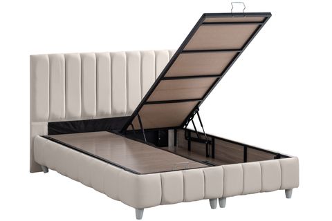 NARVA BAZA BAŞLIK VE REAL PEDLİ YATAK SETİ, KREM, 160X200