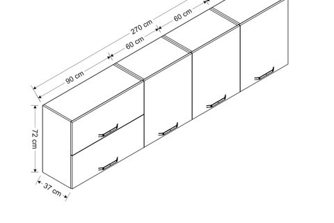 MİNAR 270 CM MUTFAK DOLABI BEYAZ 270-B1-ÜST MODÜL