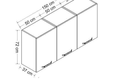 MİNAR 150 CM MUTFAK DOLABI BEYAZ 150-B2-ÜST MODÜL