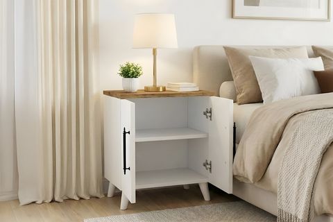 LUMEN RAFLI KLASİK KOMODİN, ÇAM BEYAZ, 2 KAPAKLI