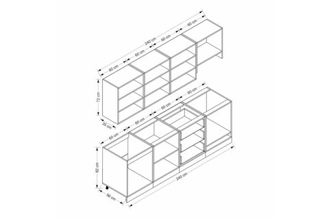 MİNAR 240 CM MEBRAN C MUTFAK DOLABI BEYAZ 240-MCB1