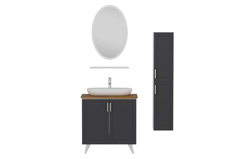 SANYA BANYO DOLABI AY2K114, BEYAZ ANTRASİT, 85CM