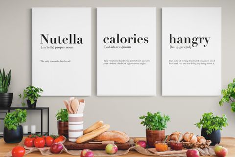 KALORİ NUTELLA HANGRY TABLO SETİ, BEYAZ ÇERÇEVE, 33X48