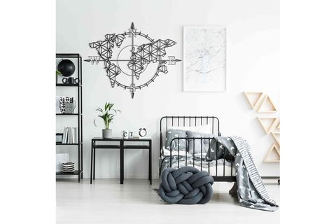 PATHFİNDER METAL DÜNYA HARİTASI YAŞAM ÇİÇEĞİ DESENLİ