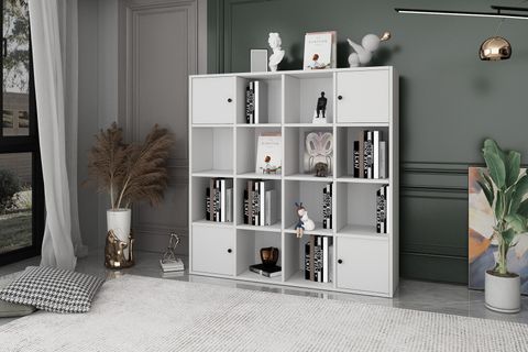 BKCONCEPT 4 KAPAKLI RAFLI KİTAPLIK, 130 CM, BEYAZ, KTP-1105-Ç