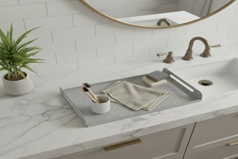 GALVANİZ METAL DEKORATİF BANYO TABLASI, AÇIK GRİ, 5030 CM