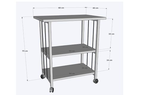DEHALİMİTED TEKERLEKLİ MUTFAK BANGOSU, FRENLİ, 3 KATLI