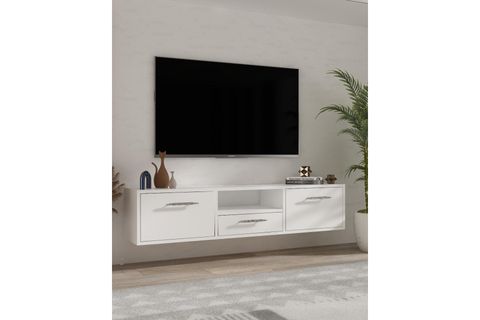 DROPDD TV SEHPASI, BEYAZ GÜMÜŞ DUVARA MONTAJ, 1331DROPDD 128