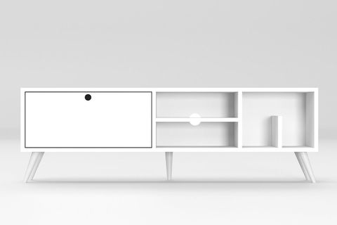 LENA KİTAPLIK BÖLÜMLÜ TV SEHPASI, BEYAZ, 140 CM