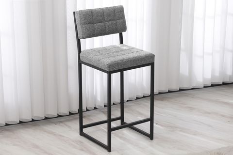 RİVA BAR MUTFAK SANDALYESİ, SİYAH AYAKLI, GRİ