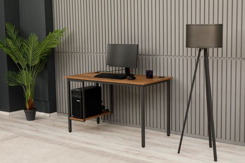 ARPELİA BİLGİSAYAR MASASI KASA RAFLI, KAHVERENGİ, 125 CM