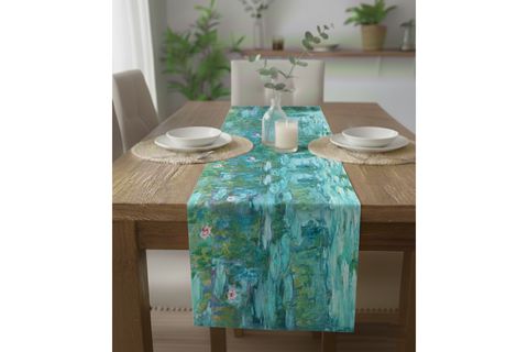 NİLÜFER BAHÇESİ PAMUKLU MASA RUNNER, 0043 50X150