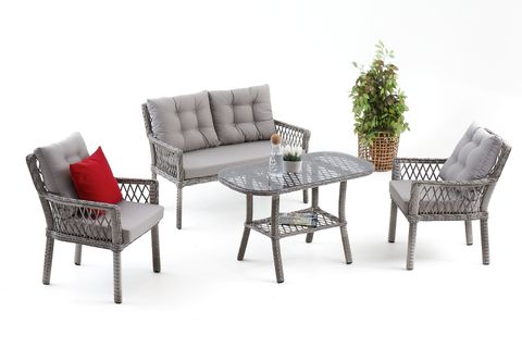 PİRUS RATTAN BAHÇE İKİLİ OTURMA GRUBU,GRİ
