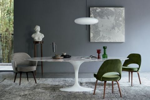 TULİP MASA, BEYAZ MERMER, BEYAZ AYAK, 160X100