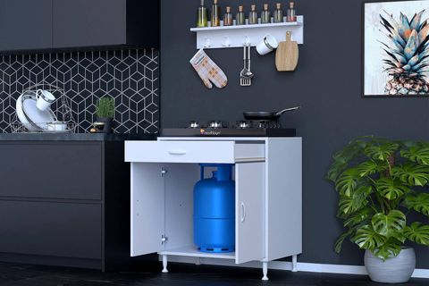 DOQU XXL OCAK ALTI TÜP GÖZLÜ SET, 56 CM, ASKILI RAFLI