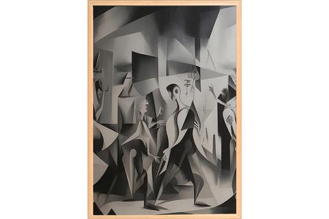 AHŞAP ÇERÇEVELİ SİYAH VE BEAZ TABLO SETİ, 50X70