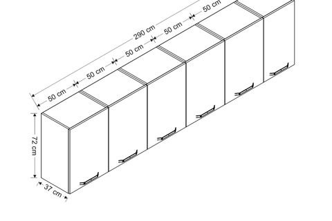 MİNAR 290 CM MUTFAK DOLABI BEYAZ 290-B2-ÜST MODÜL