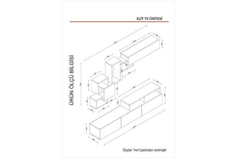 ELİT DUVAR RAFLI TV ÜNİTESİ, BEYAZ