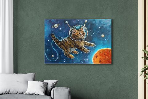 TREEDI ART UZAYLI KEDİ DEKORATİF TABLO 50