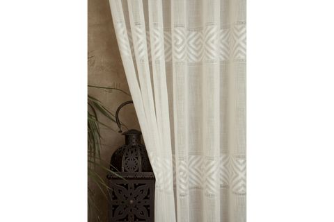 MASSARELLİ VRC DESEN KETEN PİLESİZ TÜL PERDE, EKRU, 100X260