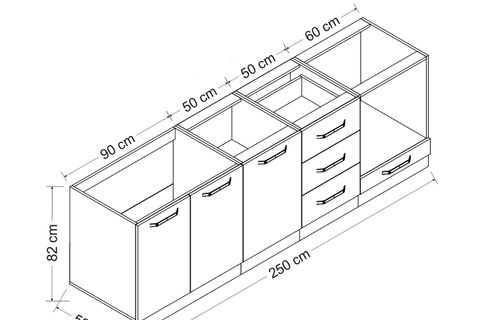 MİNAR 250 CM MUTFAK DOLABI BEYAZ ANTRASİT 250-A3-ALT MODÜL