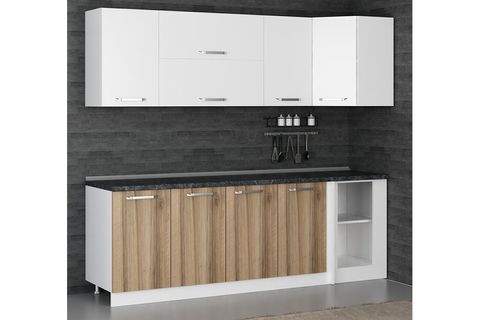 MİNAR 240CM KÖŞE MUTFAK DOLABI BEYAZ DORE K240D2